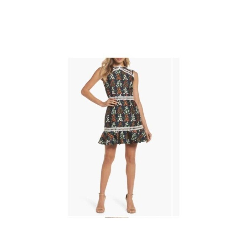 Keepsake the label Mini Dress Womens Medium Faithful Floral Lace Up Shoulder - Picture 8 of 8
